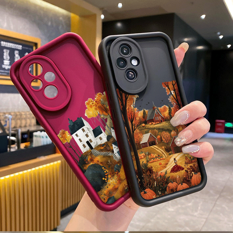 Phone Cases Honor - Retro Rural Building Autumn Scenery Pattern