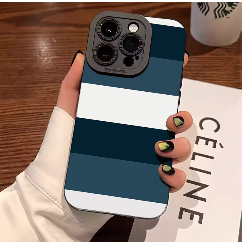 Phone Cases Samsung S25 Fe - Blue White Striped Pattern Phone Case