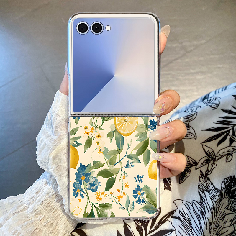Phone Cases Z Flip 6 - Lemon Flower Pattern Folding Phone Case