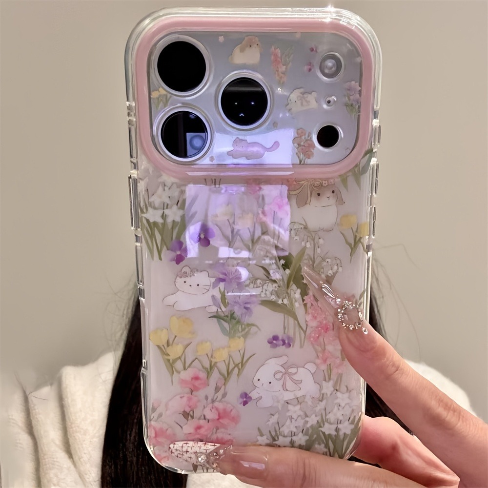 Phone Cases Cat - Cute Cat Colorful Flower Protection Phone