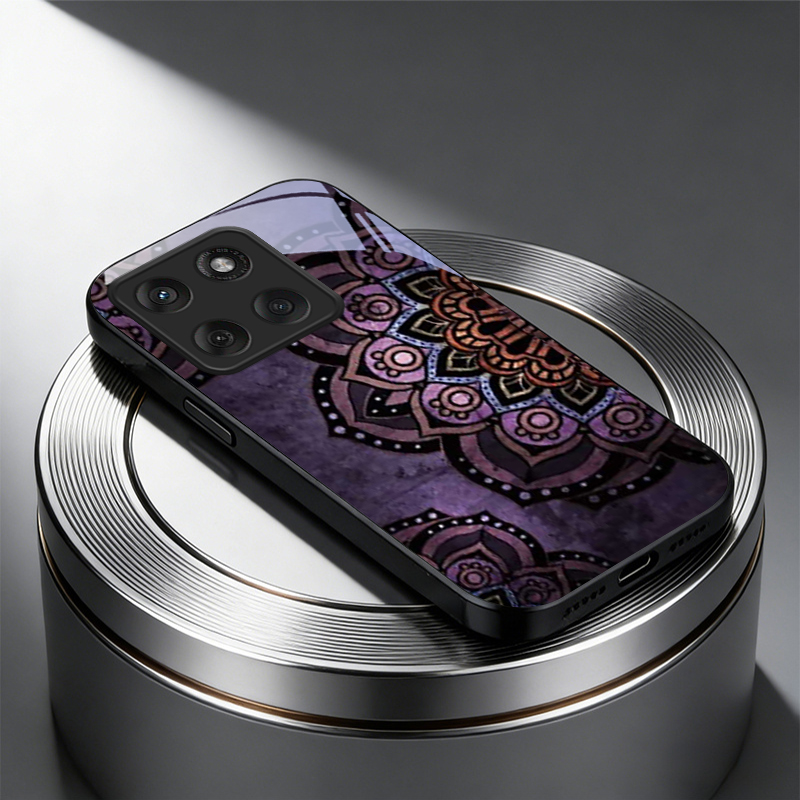 Phone Cases Purple - Purple Mandala Wallpaper Black Glass Phone