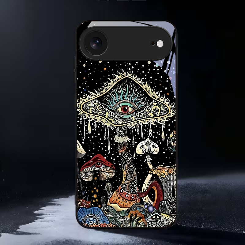 Phone Cases Xr - Mystic Evil Eye Mushroom Black Glass
