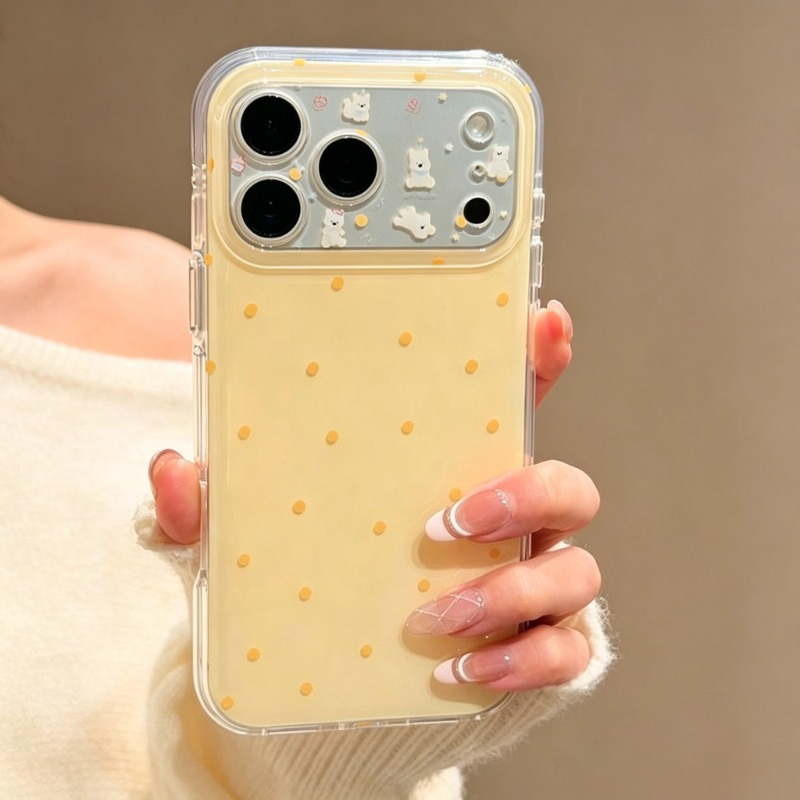 Phone Cases Purple - Fashion Cute Yellow Polka Dot Pattern