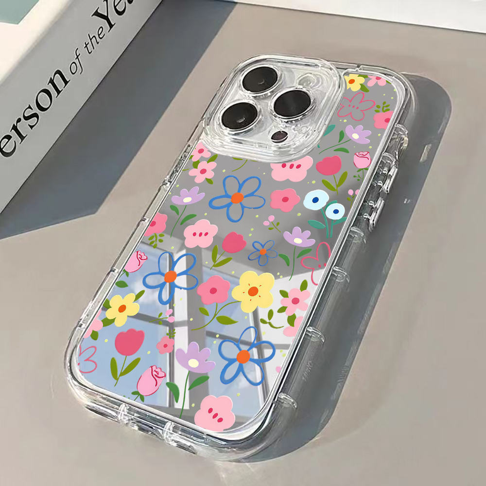 Phone Cases Xr - Korean Ins Style Floral Silver Mirror
