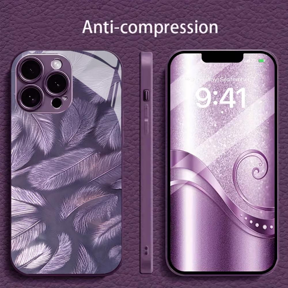 Purple feathers Tempered Glass - đánh giá và giá Phone Cases Purple