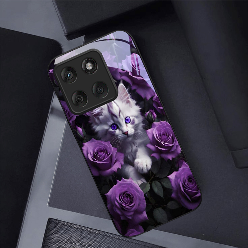Kitten Purple Roses Black Glas - đánh giá và giá Phone Cases Purple