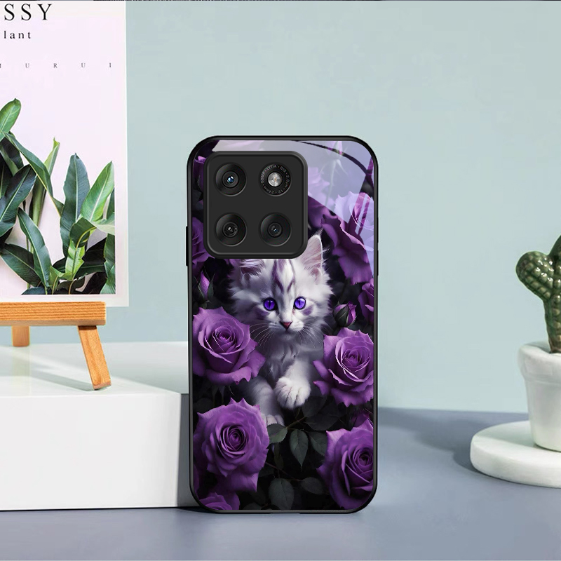 Kitten Purple Roses Black Glas - đánh giá và giá Phone Cases Purple
