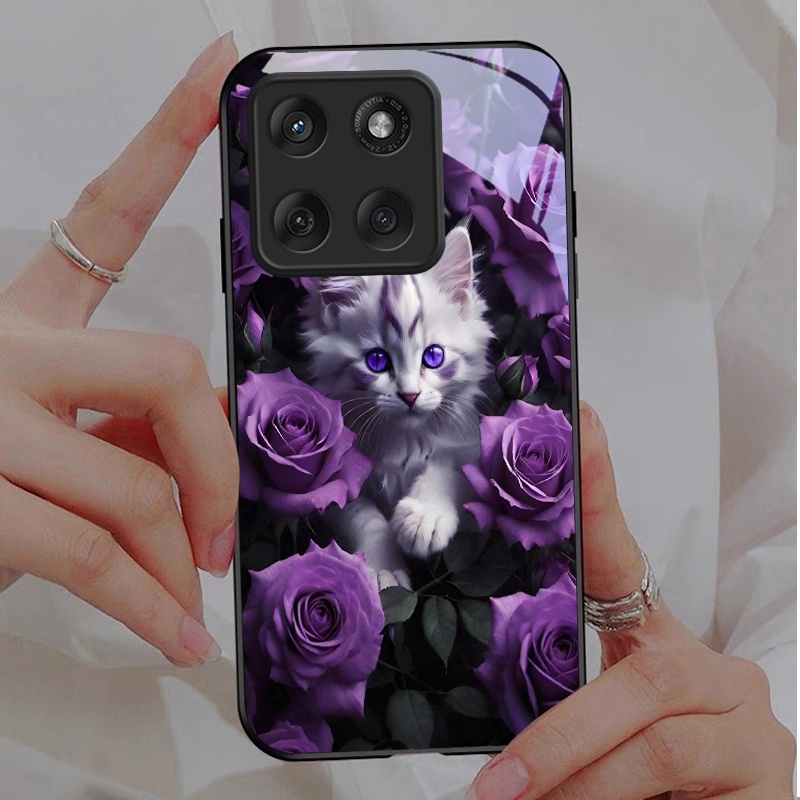 Kitten Purple Roses Black Glas - đánh giá và giá Phone Cases Purple