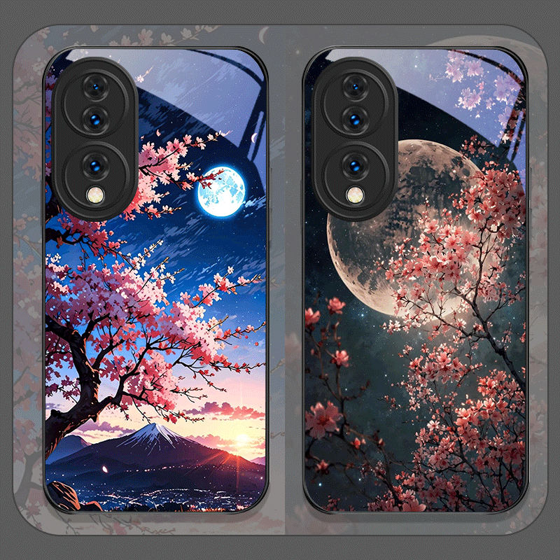 Retro Scenery Moon Cherry Blos - đánh giá và giá Phone Cases Honor