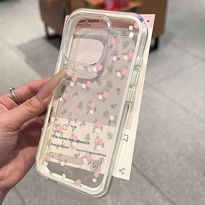 Green Leaves Pink Flower 2in1  - đánh giá và giá Phone Cases Xr