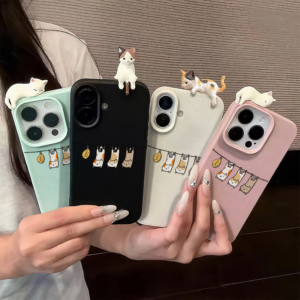 3D Cute Cartoon Cat Leather Ca - đánh giá và giá Phone Cases Cat
