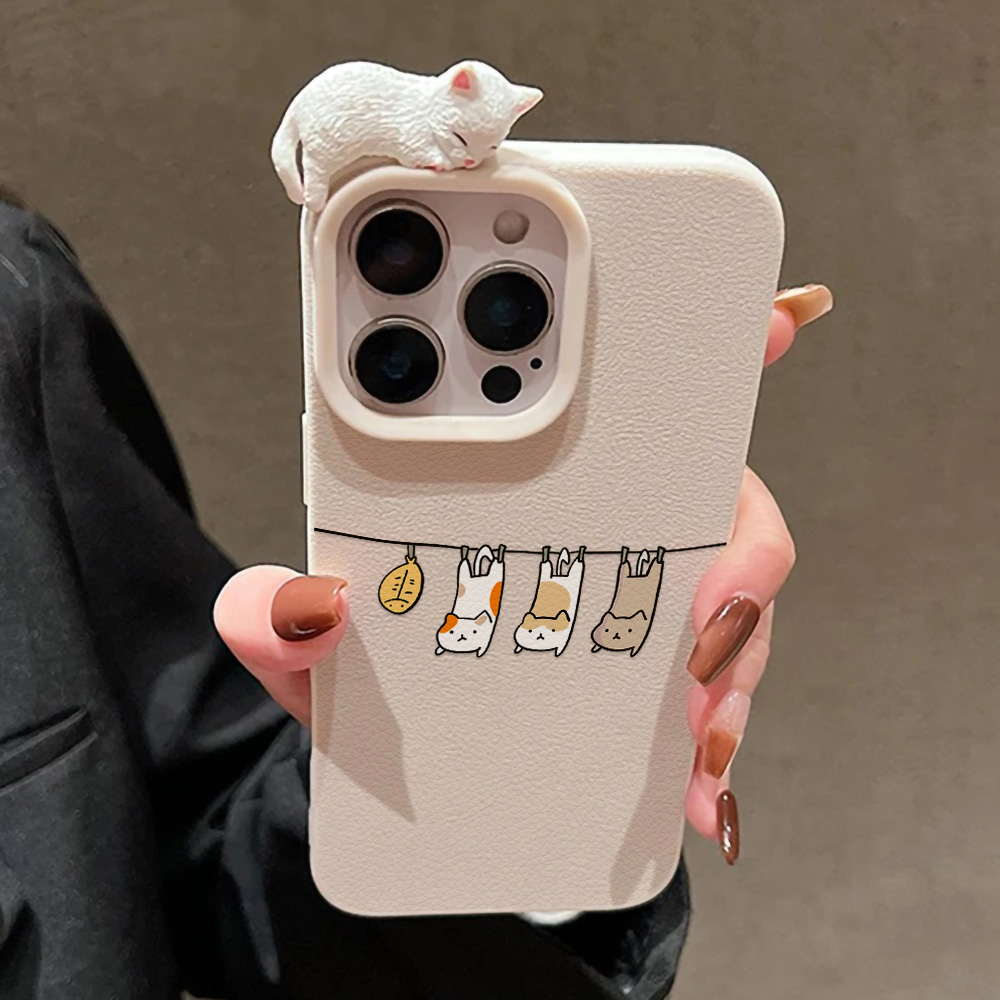 3D Cute Cartoon Cat Leather Ca - đánh giá và giá Phone Cases Cat