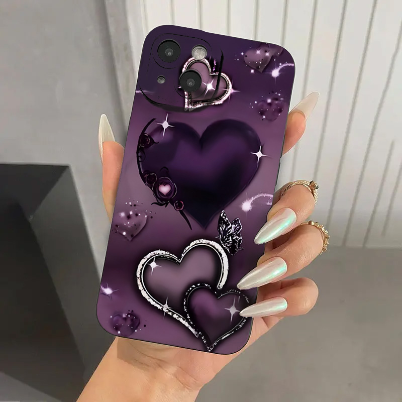Purple Heart-Shaped Design TPU - đánh giá và giá Phone Cases Purple