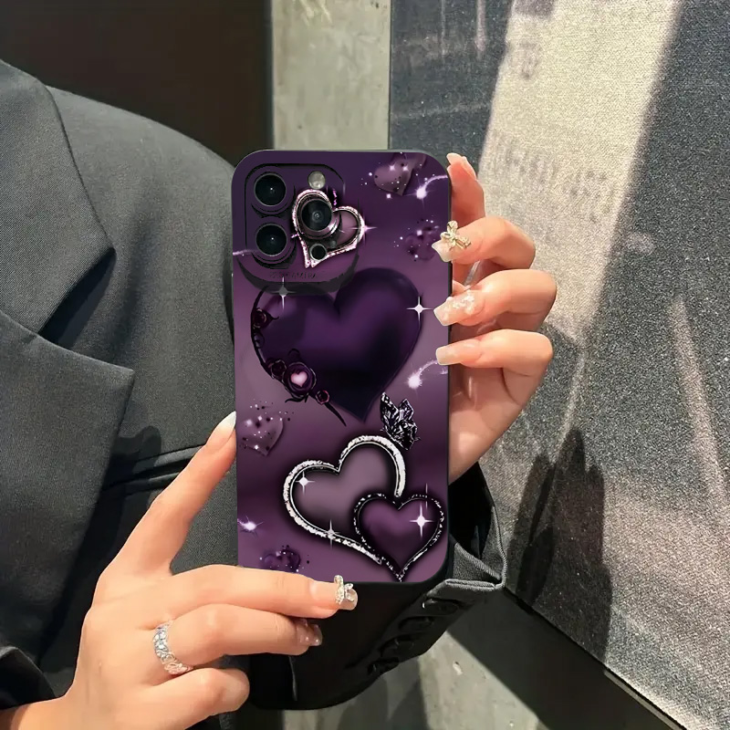 Purple Heart-Shaped Design TPU - đánh giá và giá Phone Cases Purple